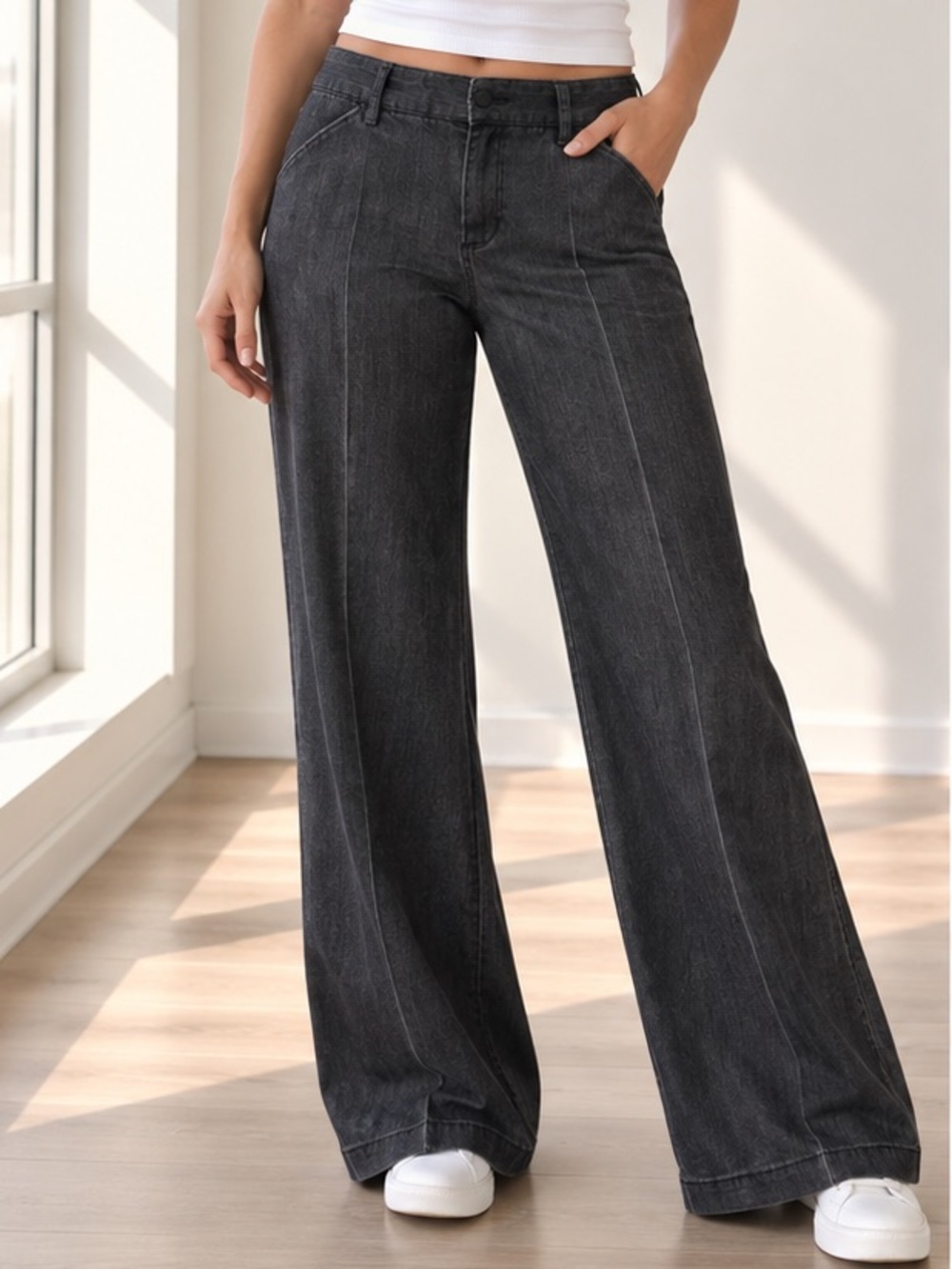 Express Design Studio Editor 10L Dark Wash Denim Trouser Pants Y2K Wide Leg